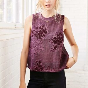 Purple embroidered floral Urban Outfitters tank